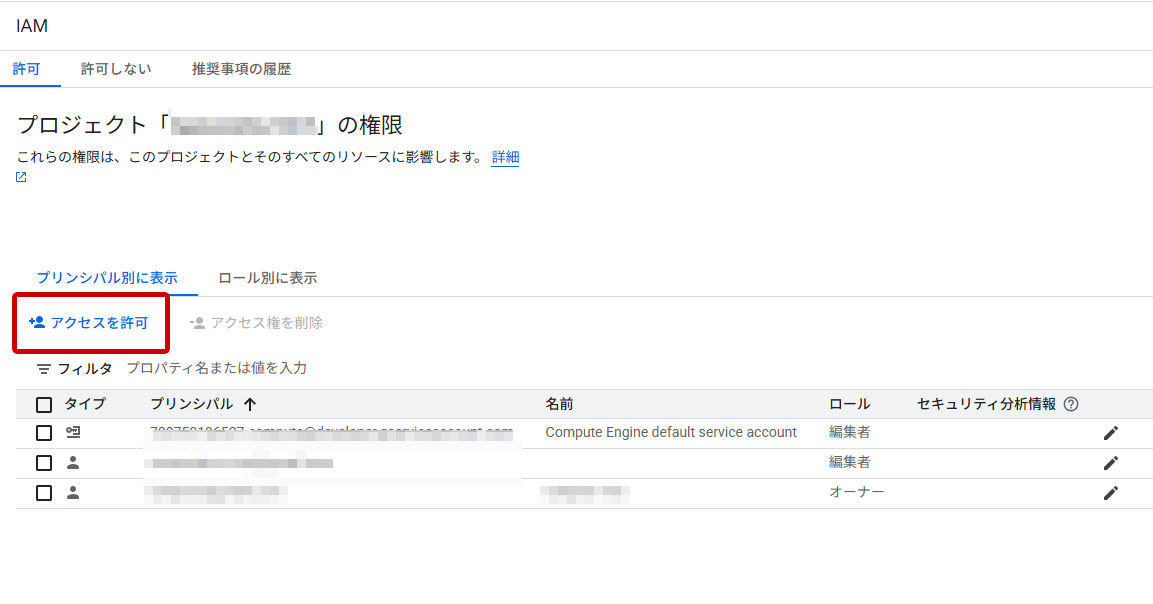 Google Cloud IAM アクセスを許可