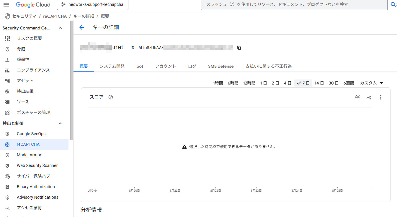 reCAPTCHA 操作画面