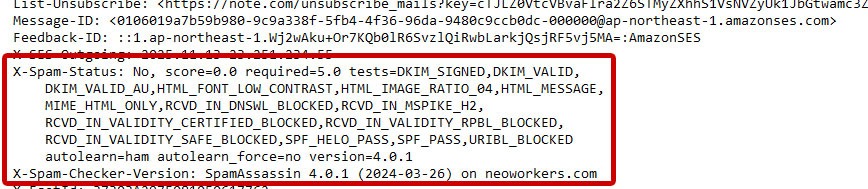 迷惑メール判定されていないメール